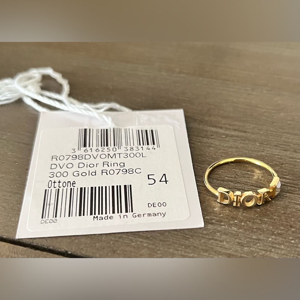 Dior Dio(R)evolution Ring - gold finish w/ white crystal - sz L (US 6.75 - 7.25)